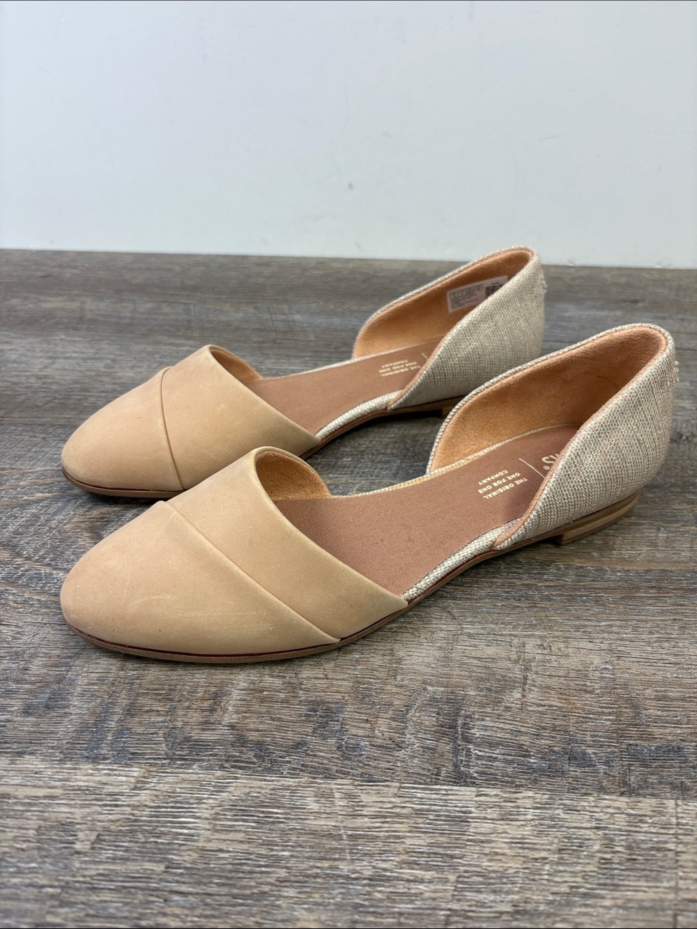 TOMS Jutti D’Orsay Nude & Metallic Woven Flats Women’s Size 8 NWOT
